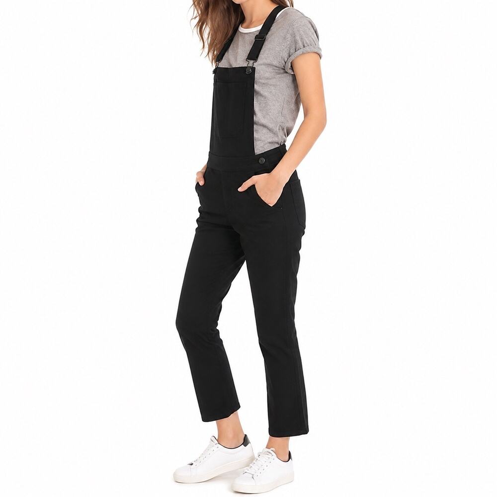 GAP 1969 Crop Kick Boot Overalls in Black Denim Size 26